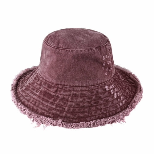 Wide Brim Frayed Bucket Hat for Summer – Lightweight Cotton Sun Hat