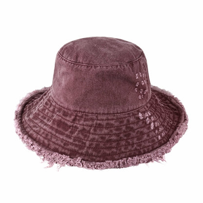 Wide Brim Frayed Bucket Hat for Summer – Lightweight Cotton Sun Hat