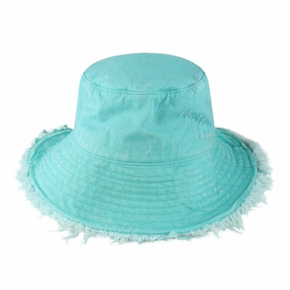 Wide Brim Frayed Bucket Hat for Summer – Lightweight Cotton Sun Hat