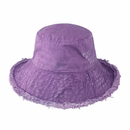 Wide Brim Frayed Bucket Hat for Summer – Lightweight Cotton Sun Hat