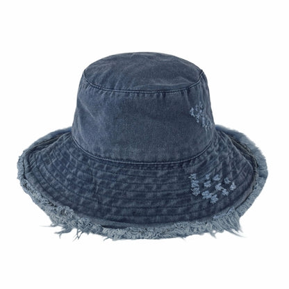 Wide Brim Frayed Bucket Hat for Summer – Lightweight Cotton Sun Hat