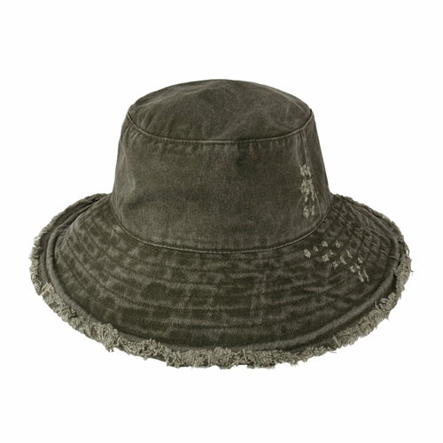 Wide Brim Frayed Bucket Hat for Summer – Lightweight Cotton Sun Hat