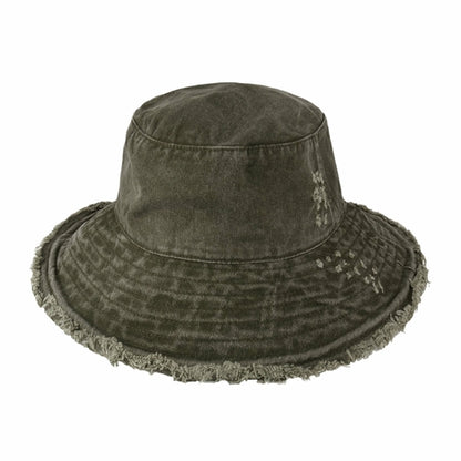 Wide Brim Frayed Bucket Hat for Summer – Lightweight Cotton Sun Hat