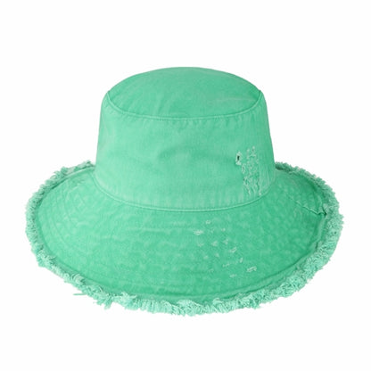Wide Brim Frayed Bucket Hat for Summer – Lightweight Cotton Sun Hat