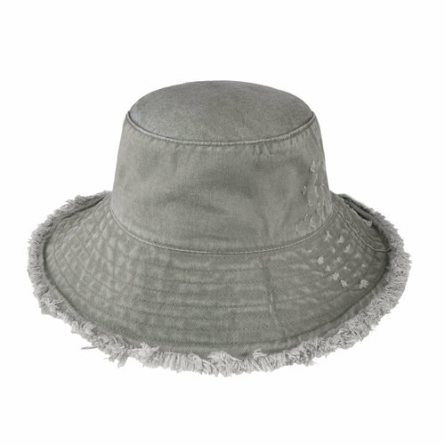 Wide Brim Frayed Bucket Hat for Summer – Lightweight Cotton Sun Hat