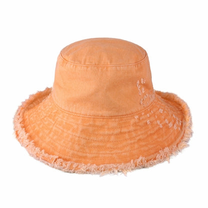 Wide Brim Frayed Bucket Hat for Summer – Lightweight Cotton Sun Hat