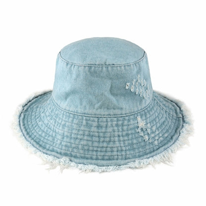 Wide Brim Frayed Bucket Hat for Summer – Lightweight Cotton Sun Hat