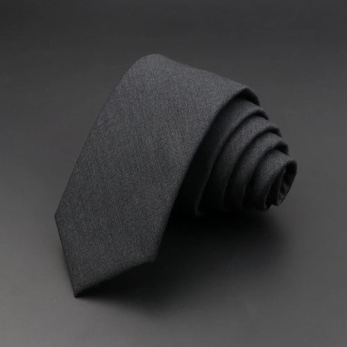 Grey Plaid Skinny Cotton Tie (6cm)