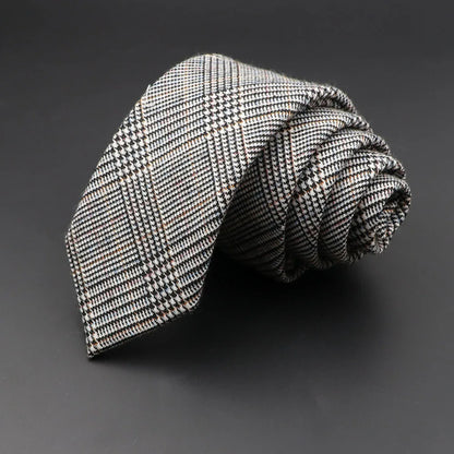 Grey Plaid Skinny Cotton Tie (6cm)