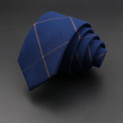 Grey Plaid Skinny Cotton Tie (6cm)