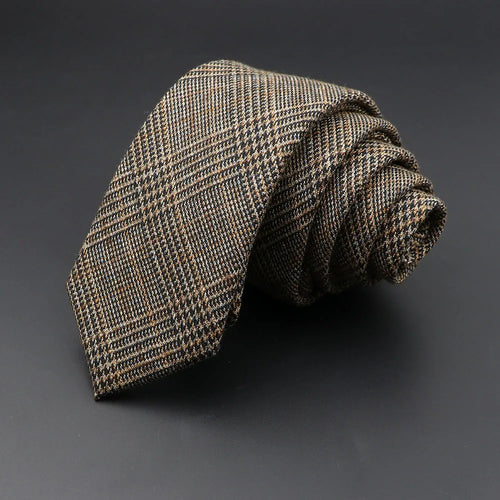 Grey Plaid Skinny Cotton Tie (6cm)