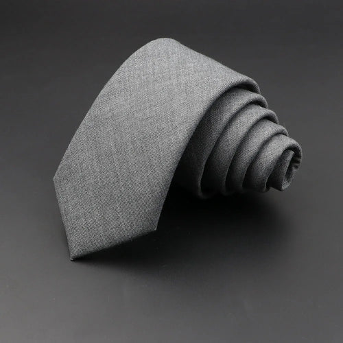 Grey Plaid Skinny Cotton Tie (6cm)