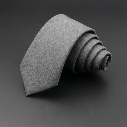 Grey Plaid Skinny Cotton Tie (6cm)