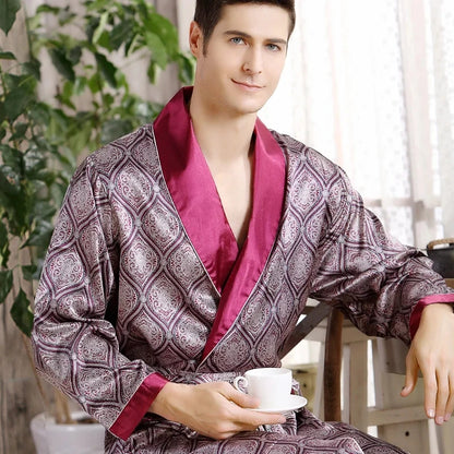 Men’s Satin Kimono Silk Bathrobe