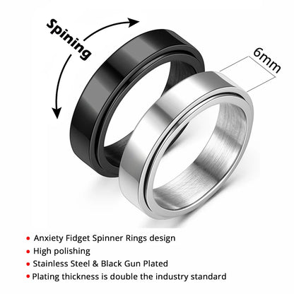 Stainless Steel Anxiety Spinner Ring