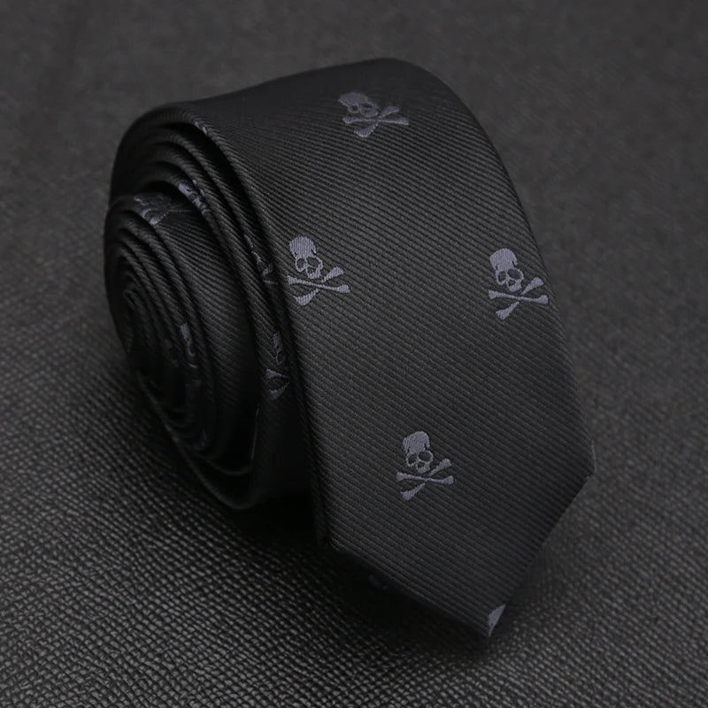 Black Skull Slim Necktie
