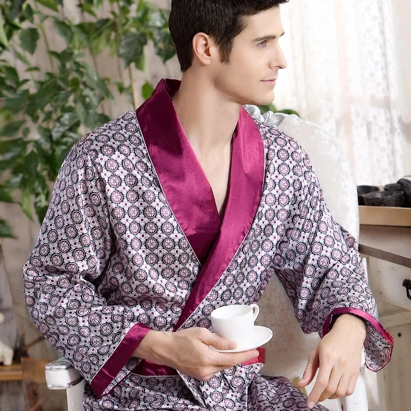 Men’s Satin Kimono Silk Bathrobe