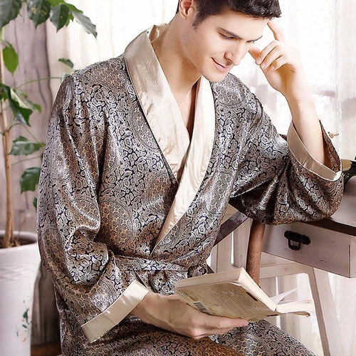 Men’s Satin Kimono Silk Bathrobe
