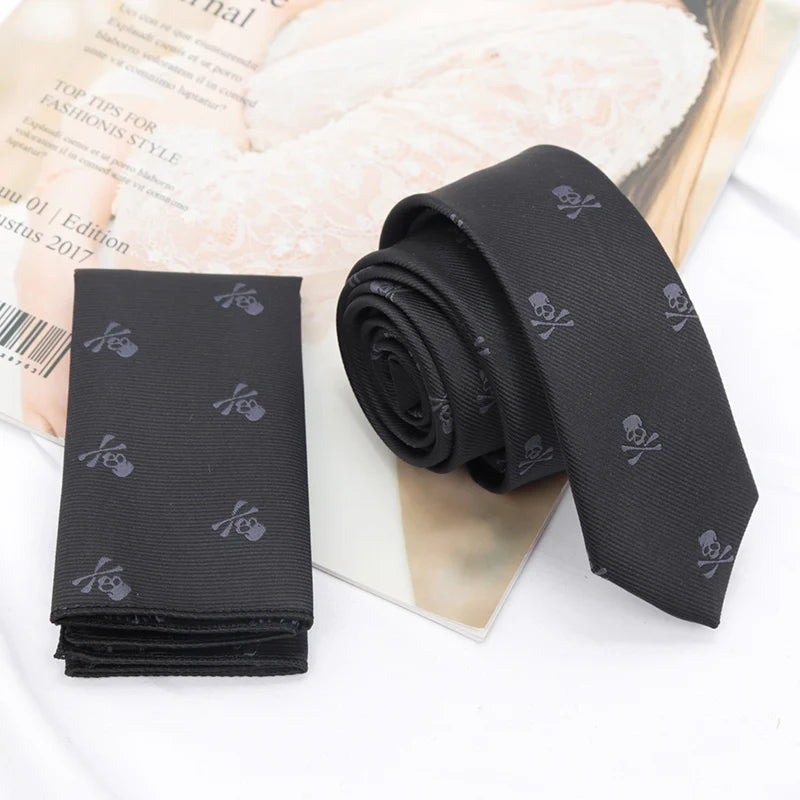 Black Skull Slim Necktie