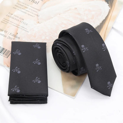 Black Skull Slim Necktie