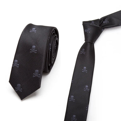 Black Skull Slim Necktie