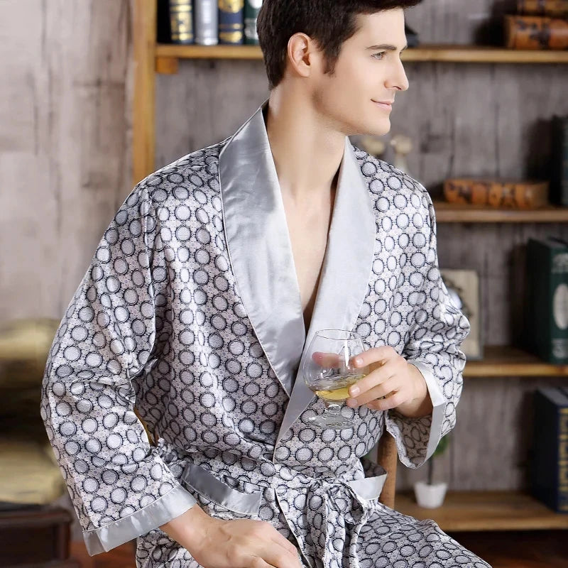 Men’s Satin Kimono Silk Bathrobe
