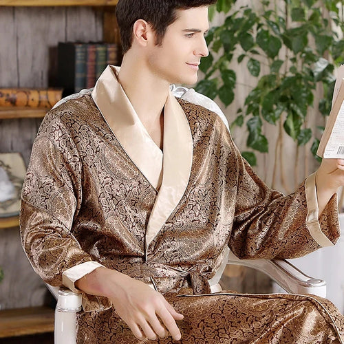 Men’s Satin Kimono Silk Bathrobe