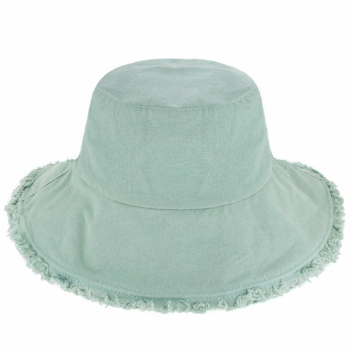 Wide Brim Frayed Bucket Hat for Summer – Lightweight Cotton Sun Hat