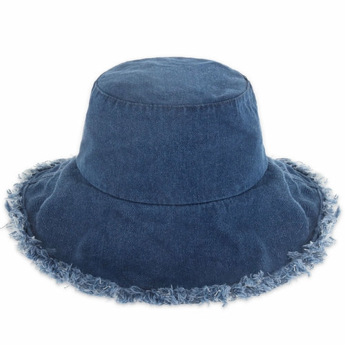 Wide Brim Frayed Bucket Hat for Summer – Lightweight Cotton Sun Hat