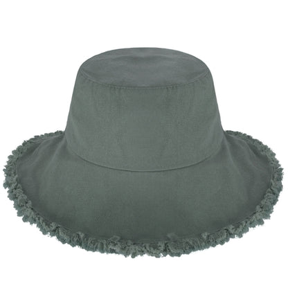 Wide Brim Frayed Bucket Hat for Summer – Lightweight Cotton Sun Hat
