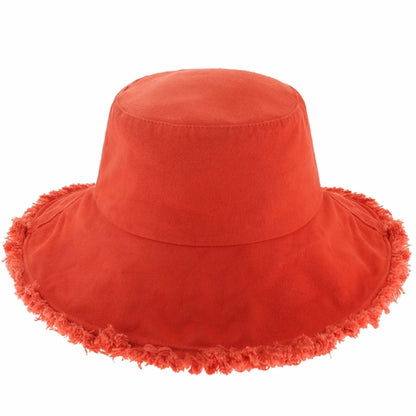 Wide Brim Frayed Bucket Hat for Summer – Lightweight Cotton Sun Hat