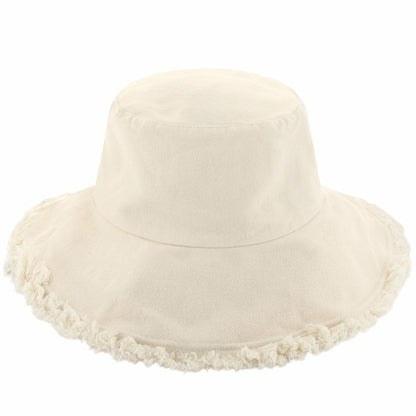 Wide Brim Frayed Bucket Hat for Summer – Lightweight Cotton Sun Hat