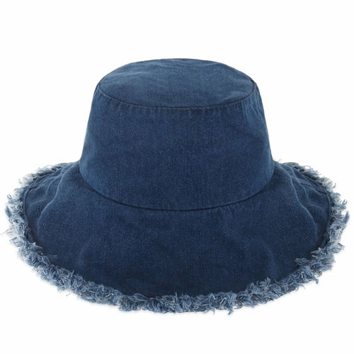 Wide Brim Frayed Bucket Hat for Summer – Lightweight Cotton Sun Hat