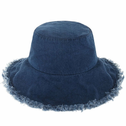 Wide Brim Frayed Bucket Hat for Summer – Lightweight Cotton Sun Hat