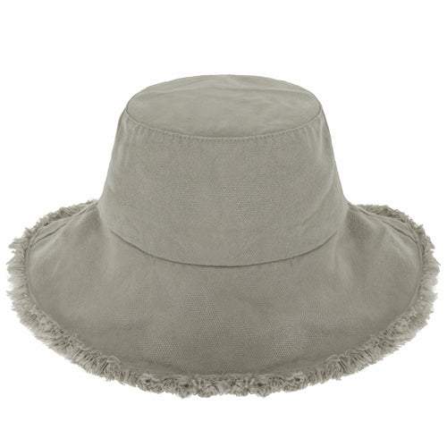 Wide Brim Frayed Bucket Hat for Summer – Lightweight Cotton Sun Hat