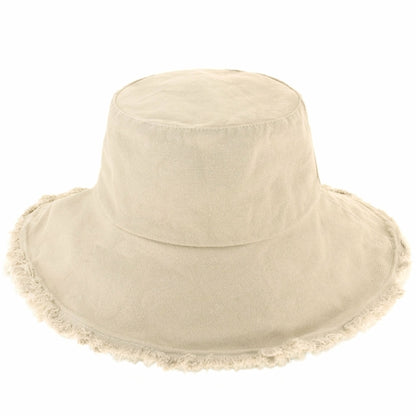 Wide Brim Frayed Bucket Hat for Summer – Lightweight Cotton Sun Hat
