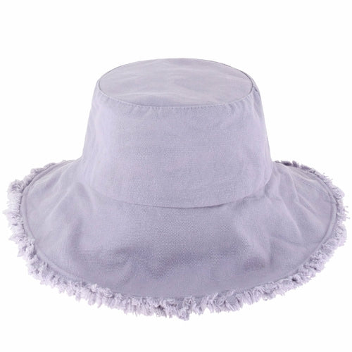 Wide Brim Frayed Bucket Hat for Summer – Lightweight Cotton Sun Hat