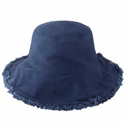 Wide Brim Frayed Bucket Hat for Summer – Lightweight Cotton Sun Hat