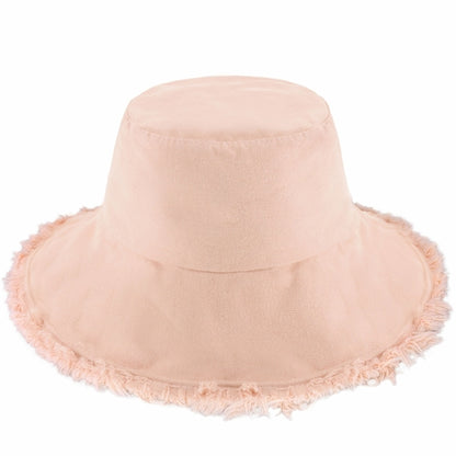 Wide Brim Frayed Bucket Hat for Summer – Lightweight Cotton Sun Hat