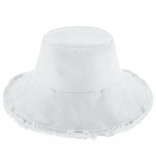 Wide Brim Frayed Bucket Hat for Summer – Lightweight Cotton Sun Hat